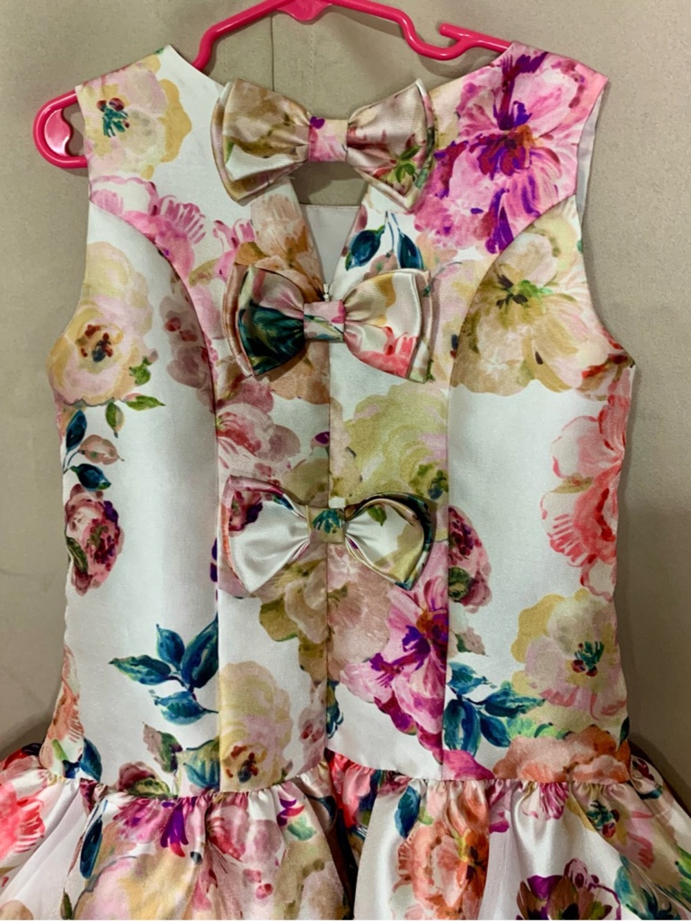 Bonnie Jean Floral Party Dress in Pink, Green, Cream